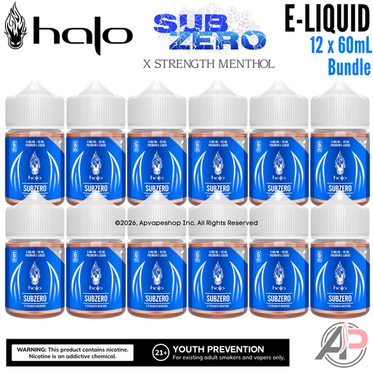 Halo SubZero X Strength Menthol E-Liquid 60mL 12 Bottle Bundle Box