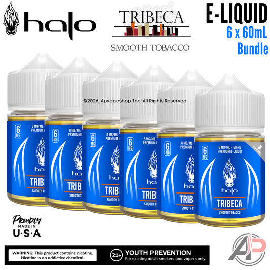 Halo Tribeca Smooth Tobacco E-Liquid 60mL 6 Bottle Bundle Box
