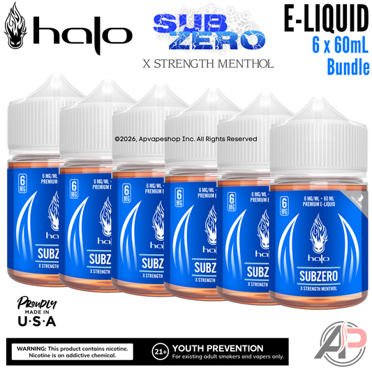 Halo SubZero X Strength Menthol E-Liquid 60mL 6 Bottle Bundle Box