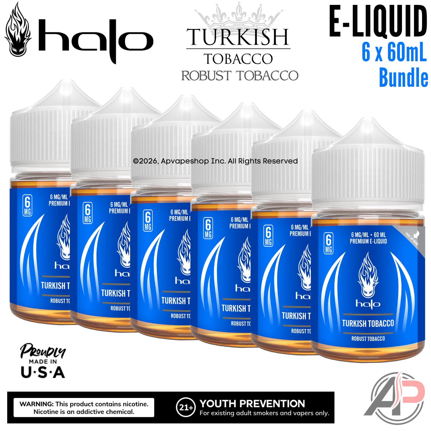 Halo Turkish Robust Tobacco E-Liquid 60mL 6 Bottle Bundle Box
