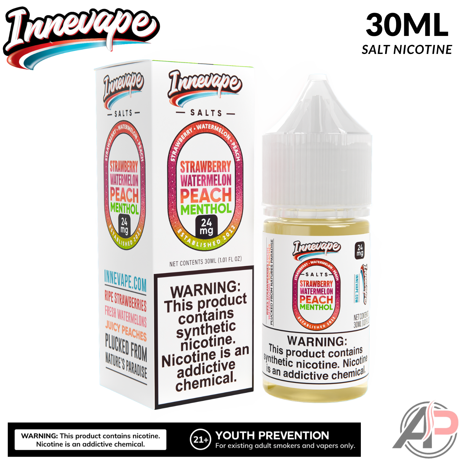 Innevape Strawberry Watermelon Peach Menthol Salt Nicotine 30mL