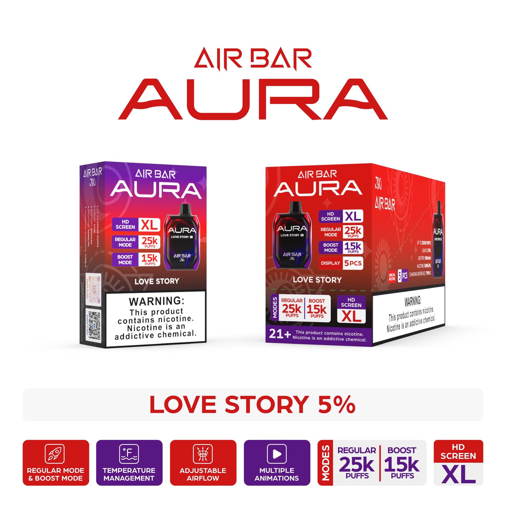 Air Bar Aura 25000 Puffs Disposable Vape Device