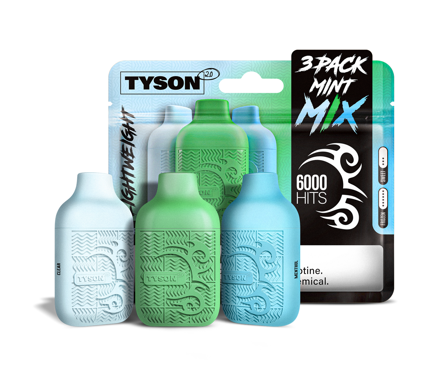 Tyson 2.0 Lightweight 6000 Puffs Disposable Vape Device 3 Pack