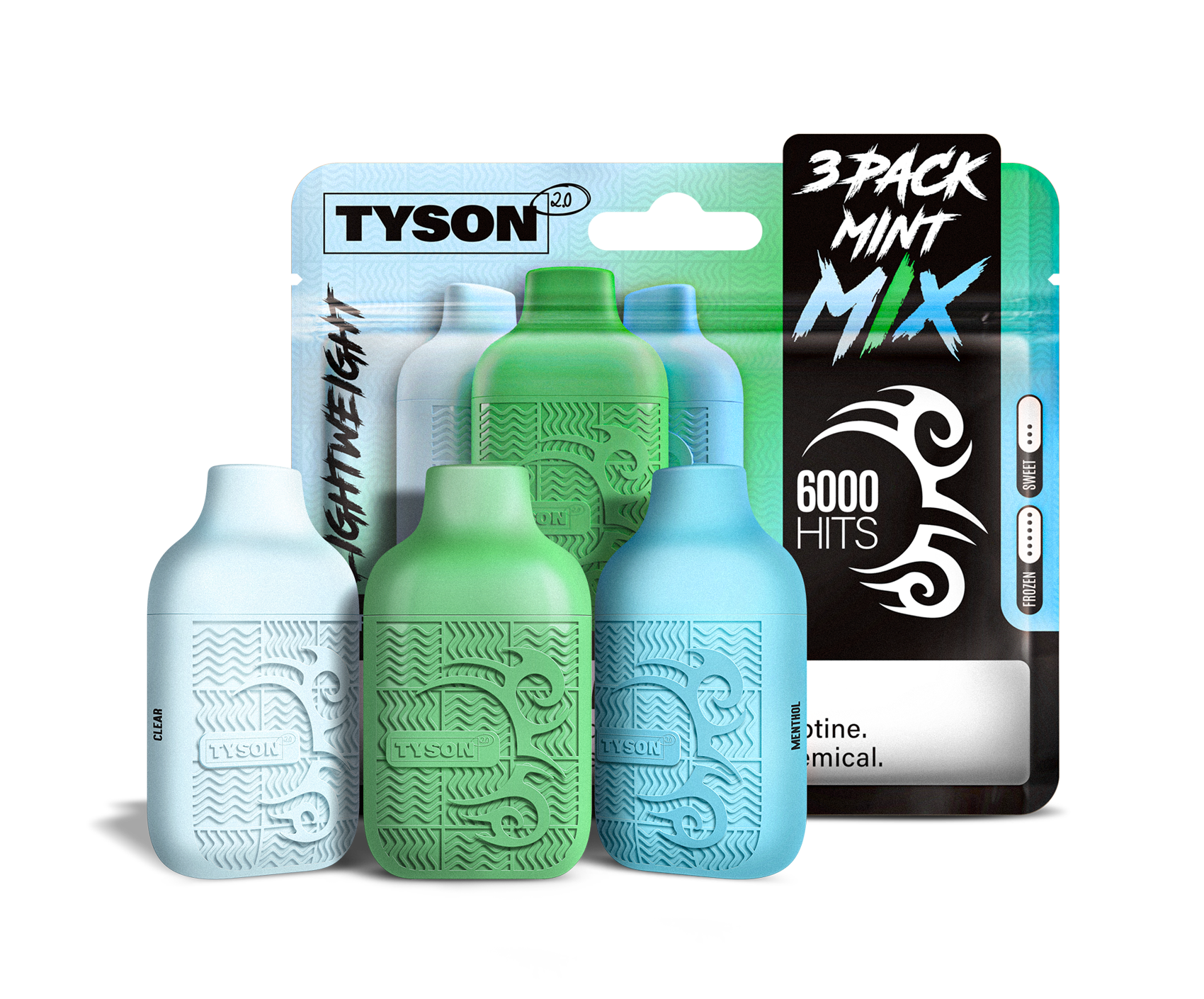 Tyson 2.0 Lightweight 6000 Puffs Disposable Vape Device 3 Pack