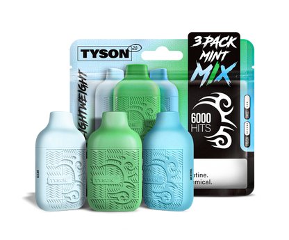 Tyson 2.0 Lightweight 6000 Puffs Disposable Vape Device 3 Pack