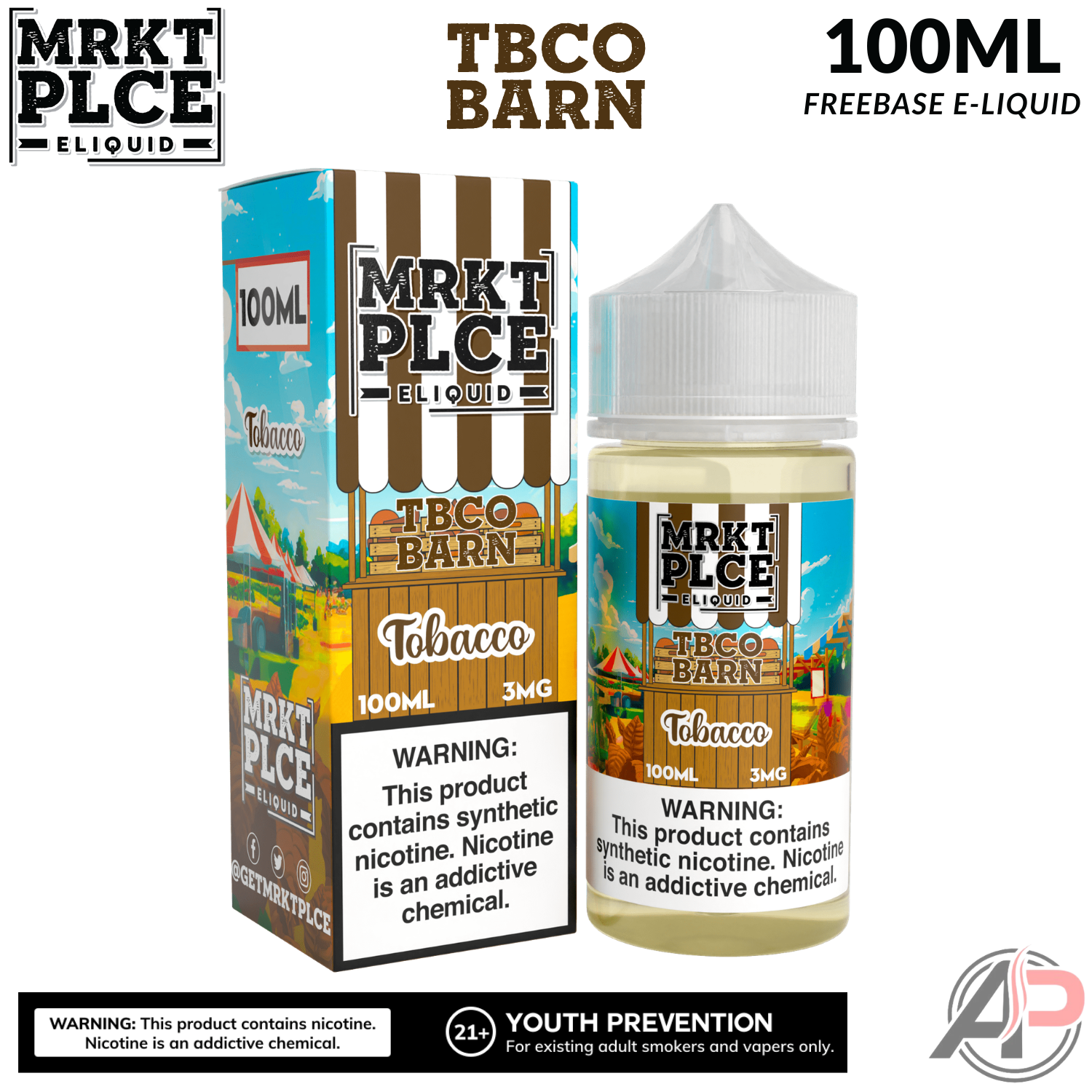 MRKT PLCE Tobacco TBCO BARN E-Liquid 100mL