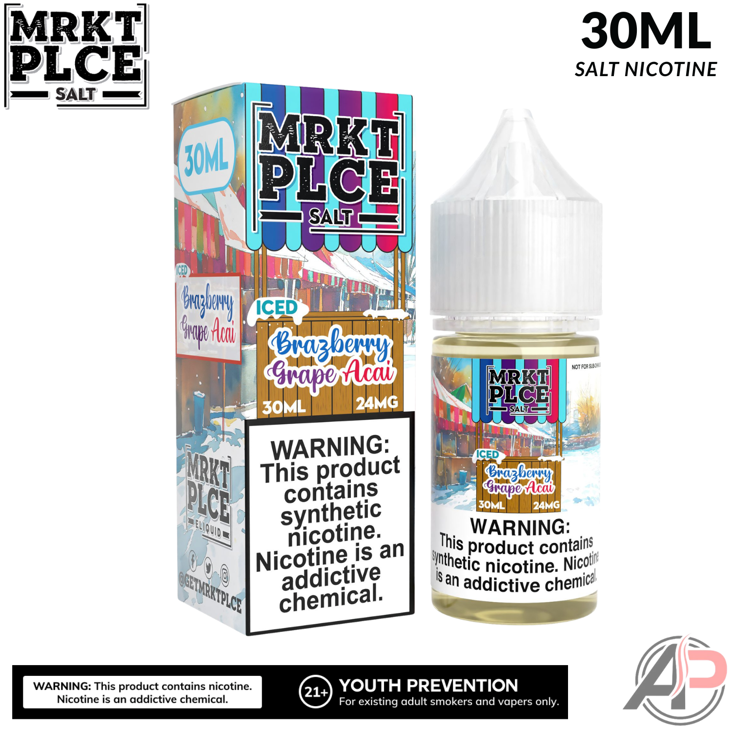MRKT PLCE Iced Brazberry Grape Acai Salt Nicotine 30mL