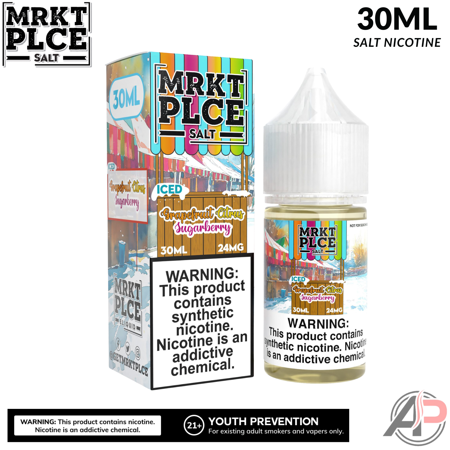 MRKT PLCE Iced Grapefruit Citrus Sugarberry Salt Nicotine 30mL