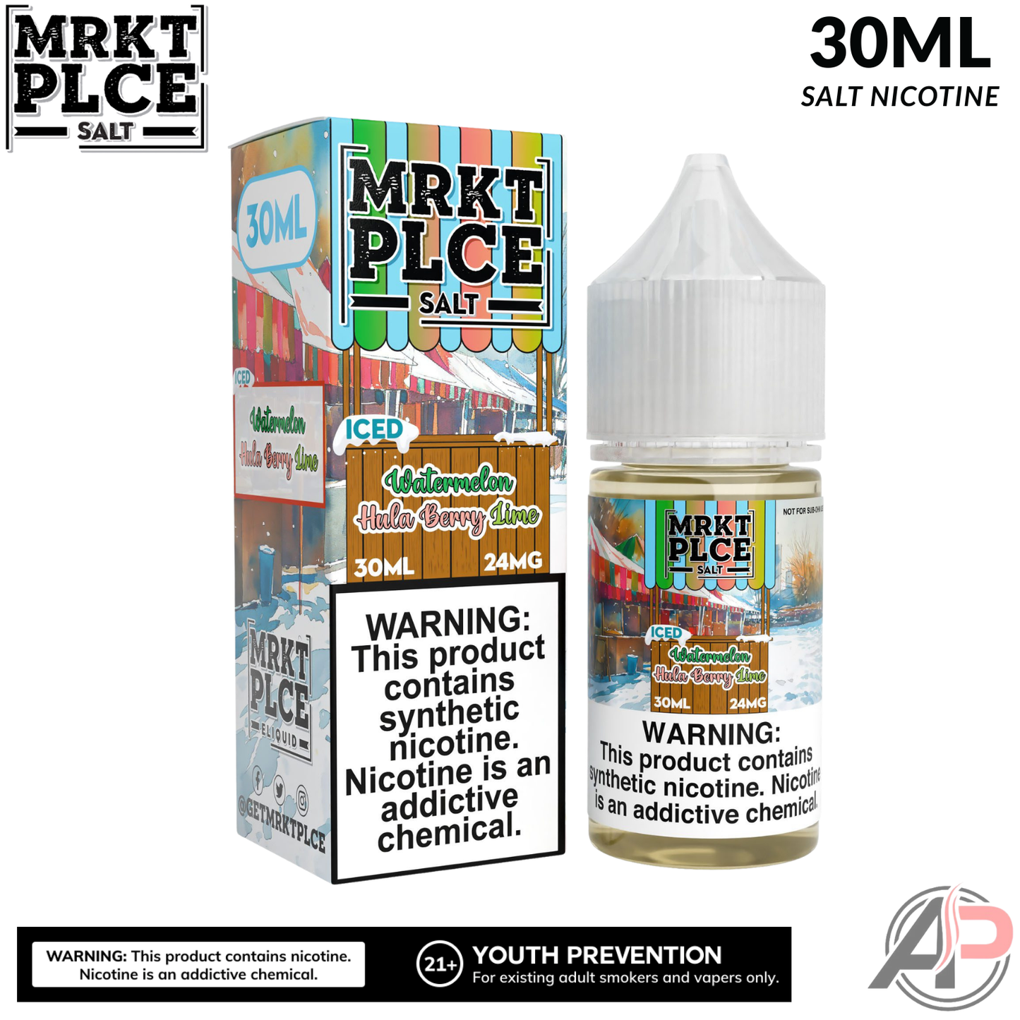 MRKT PLCE Iced Watermelon Hula Berry Lime Salt Nicotine 30mL