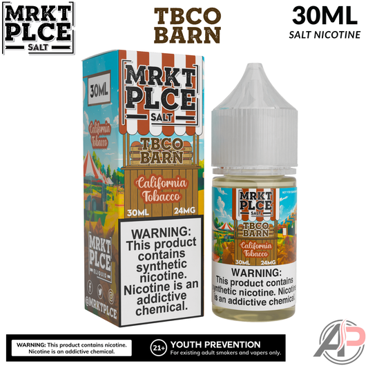 MRKT PLCE California Tobacco TBCO BARN Salt Nicotine 30mL