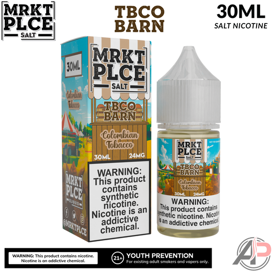 MRKT PLCE Colombian Tobacco TBCO BARN Salt Nicotine 30mL