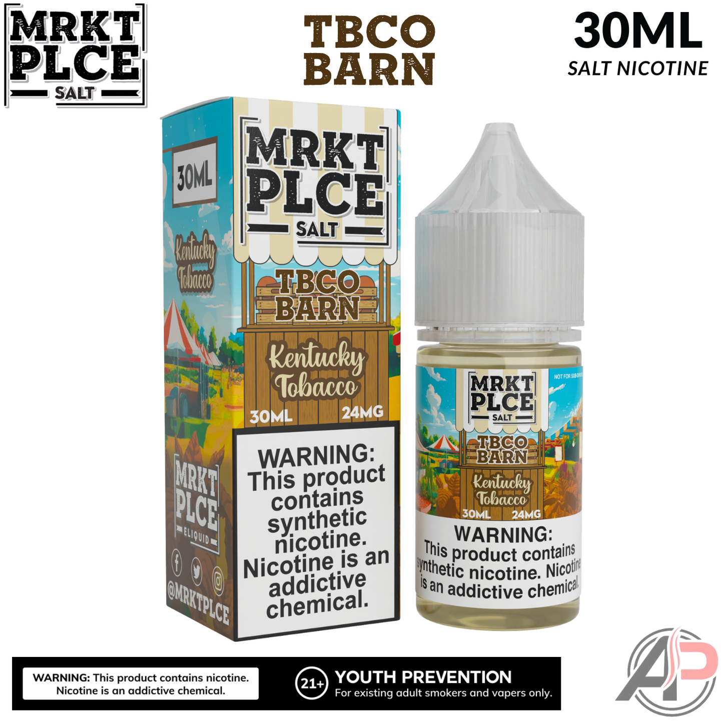 MRKT PLCE Kentucky Tobacco TBCO BARN Salt Nicotine 30mL