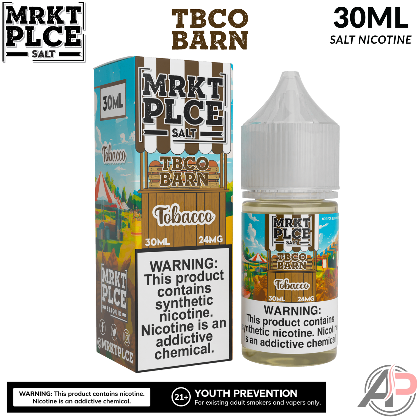 MRKT PLCE Tobacco TBCO BARN Salt Nicotine 30mL