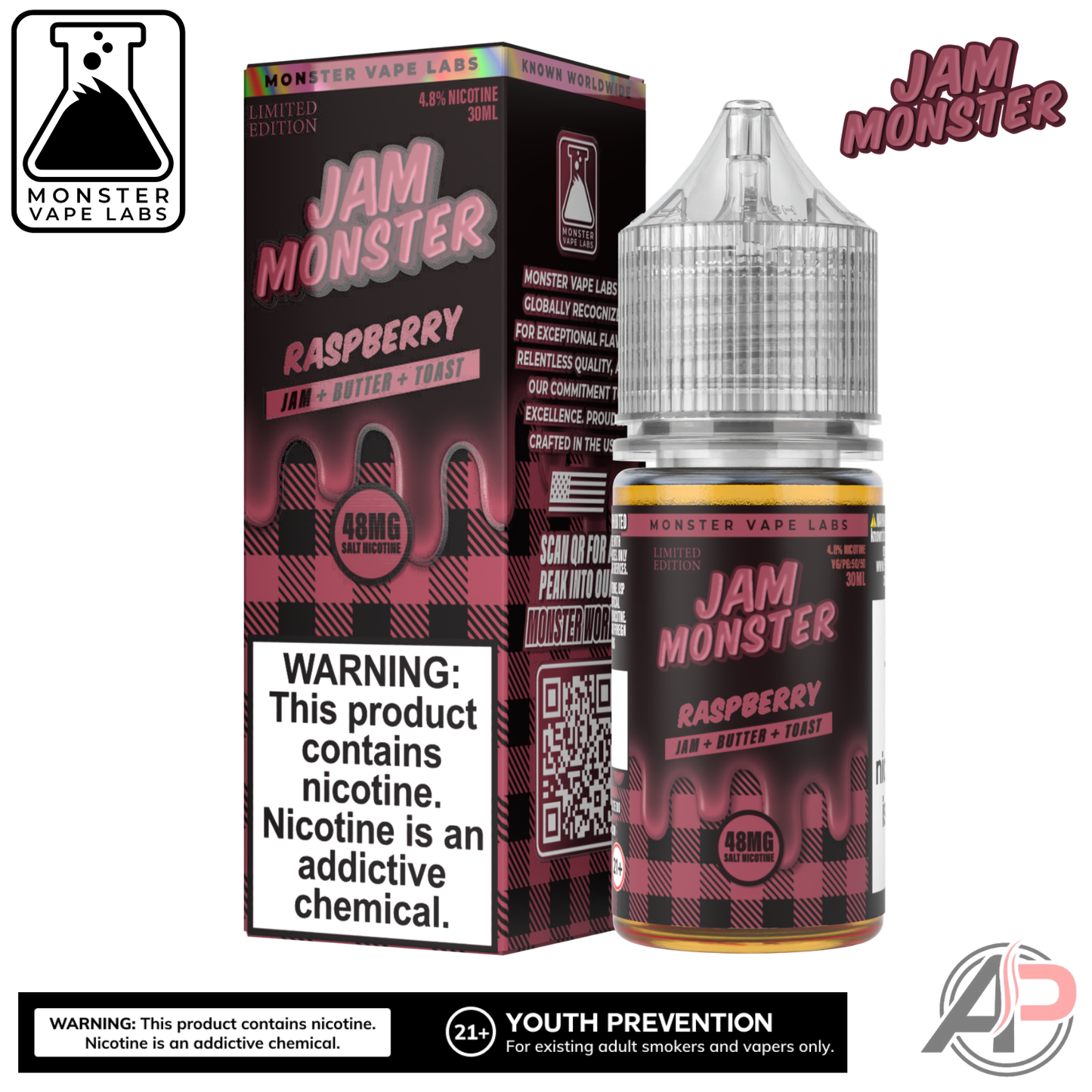 Raspberry Salt Nicotine By Jam Monster Vape Labs 30mL