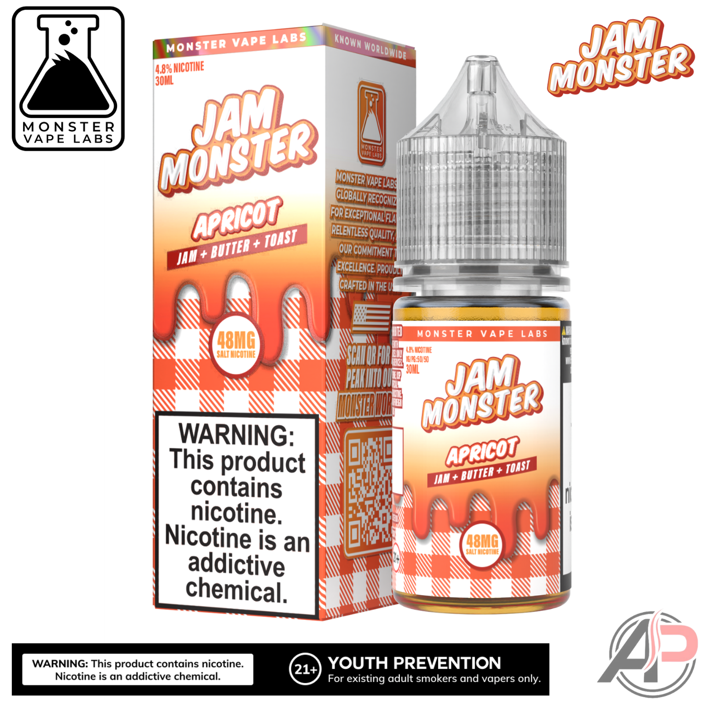 Apricot Salt Nicotine By Jam Monster Vape Labs 30mL