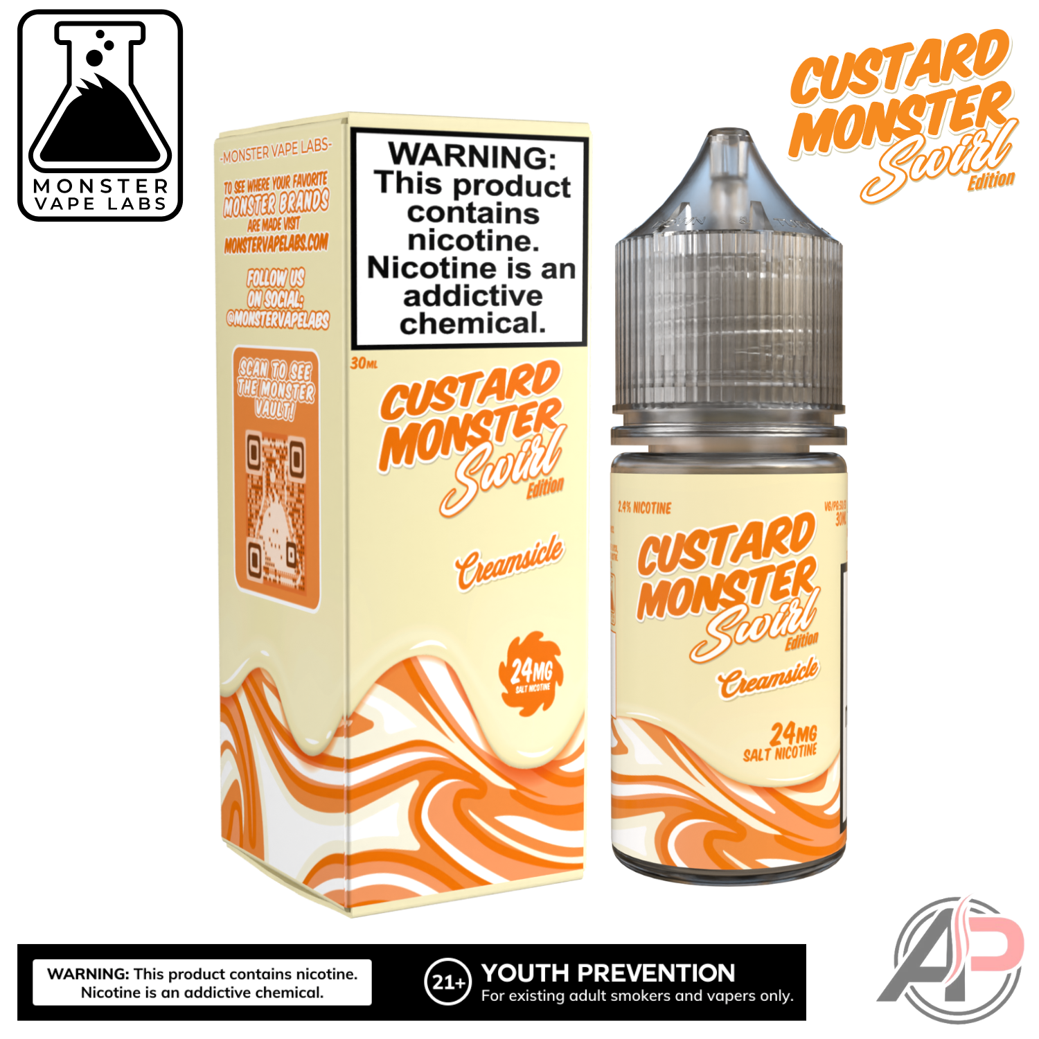 Creamsicle Salt Nicotine By Custard Swirl Monster Vape Labs 30mL