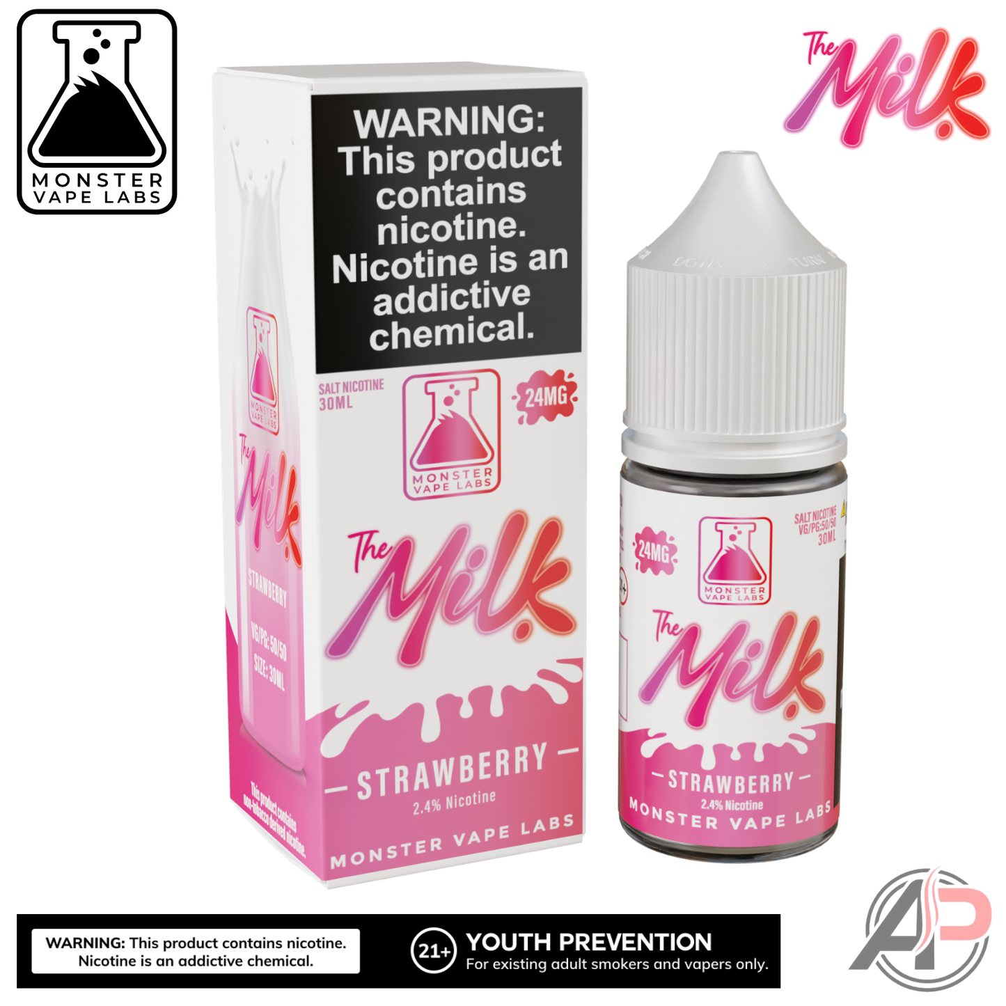 The Milk Strawberry Salt Nicotine By Monster Vape Labs 30mL