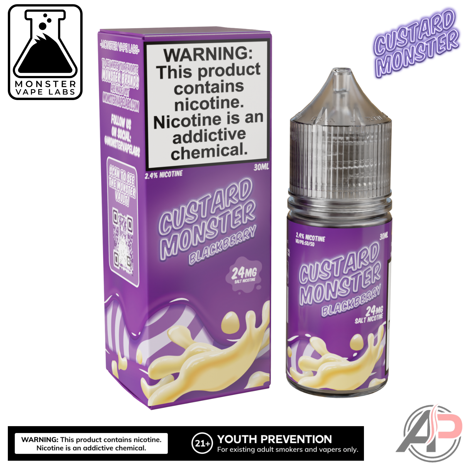 Blackberry Salt Nicotine By Custard Monster Vape Labs 30mL