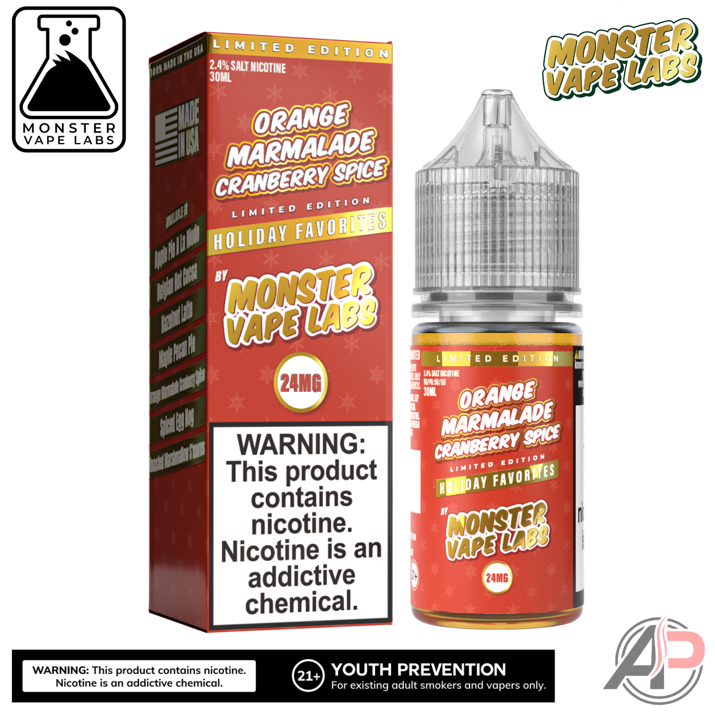 Orange Marmalade Cranberry Spice Salt Nicotine By Holiday Monster Vape Labs 30mL
