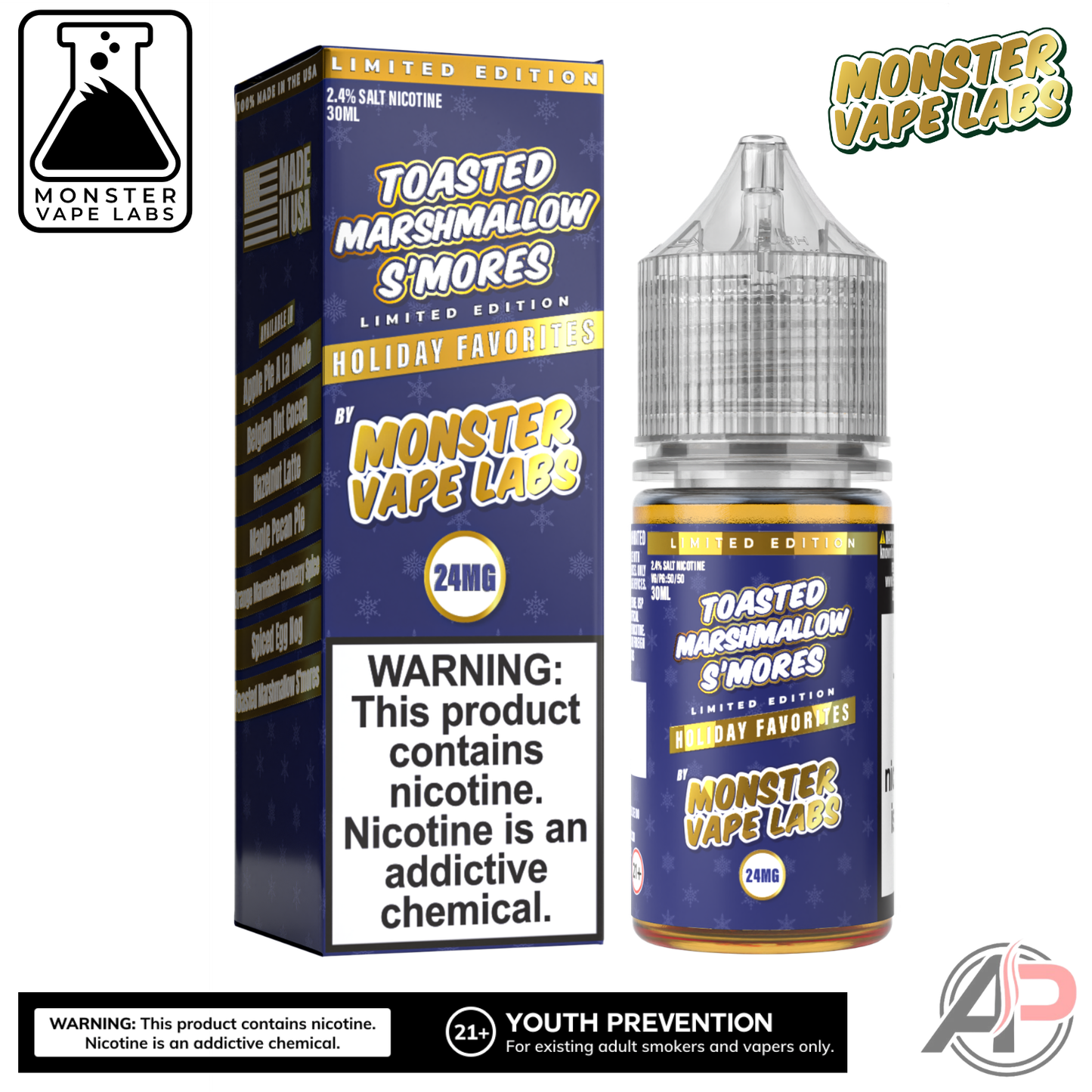 Toasted Marshmallow Smores Salt Nicotine By Holiday Monster Vape Labs 30mL