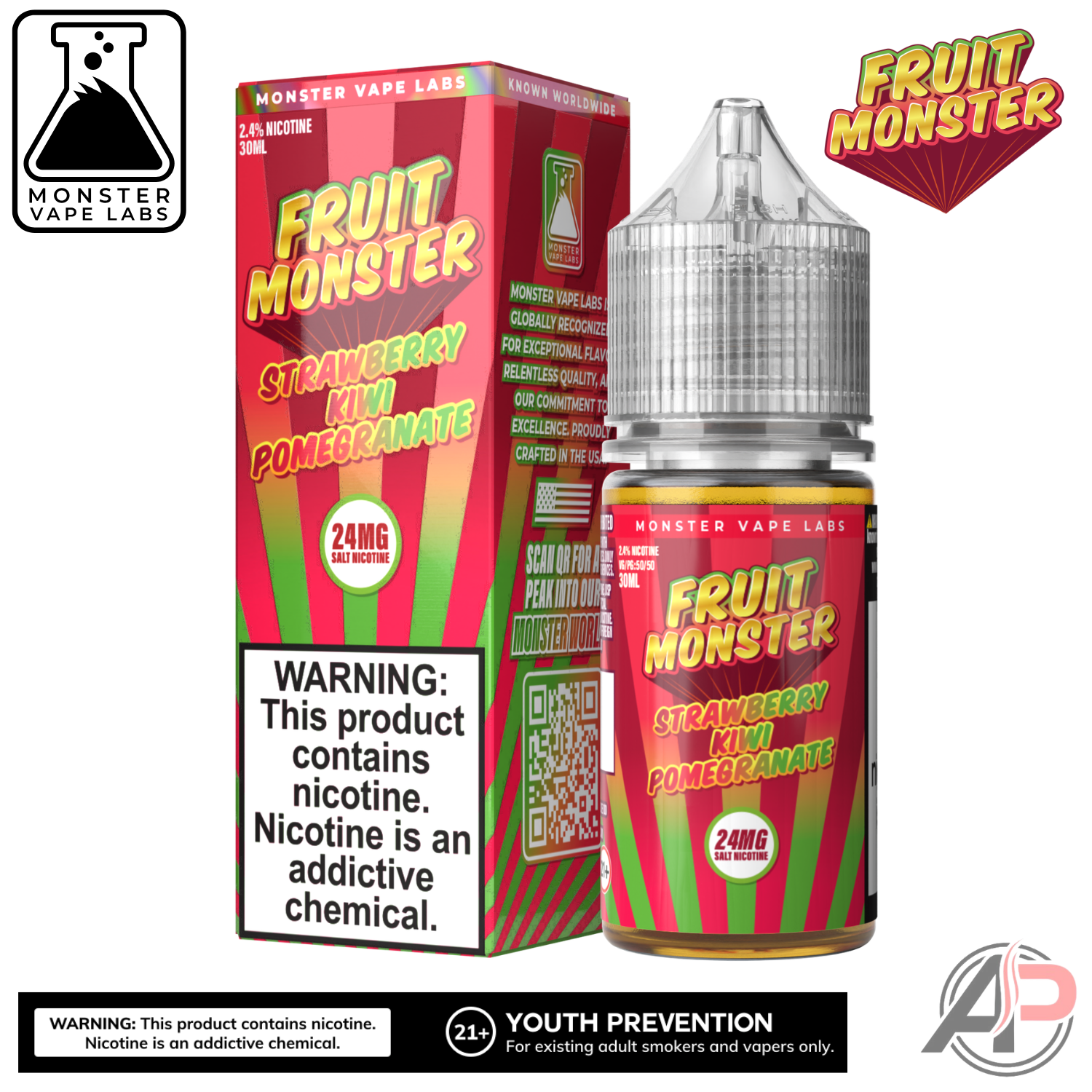 Strawberry Kiwi Pomegranate Salt Nicotine By Fruit Monster Vape Labs 30mL
