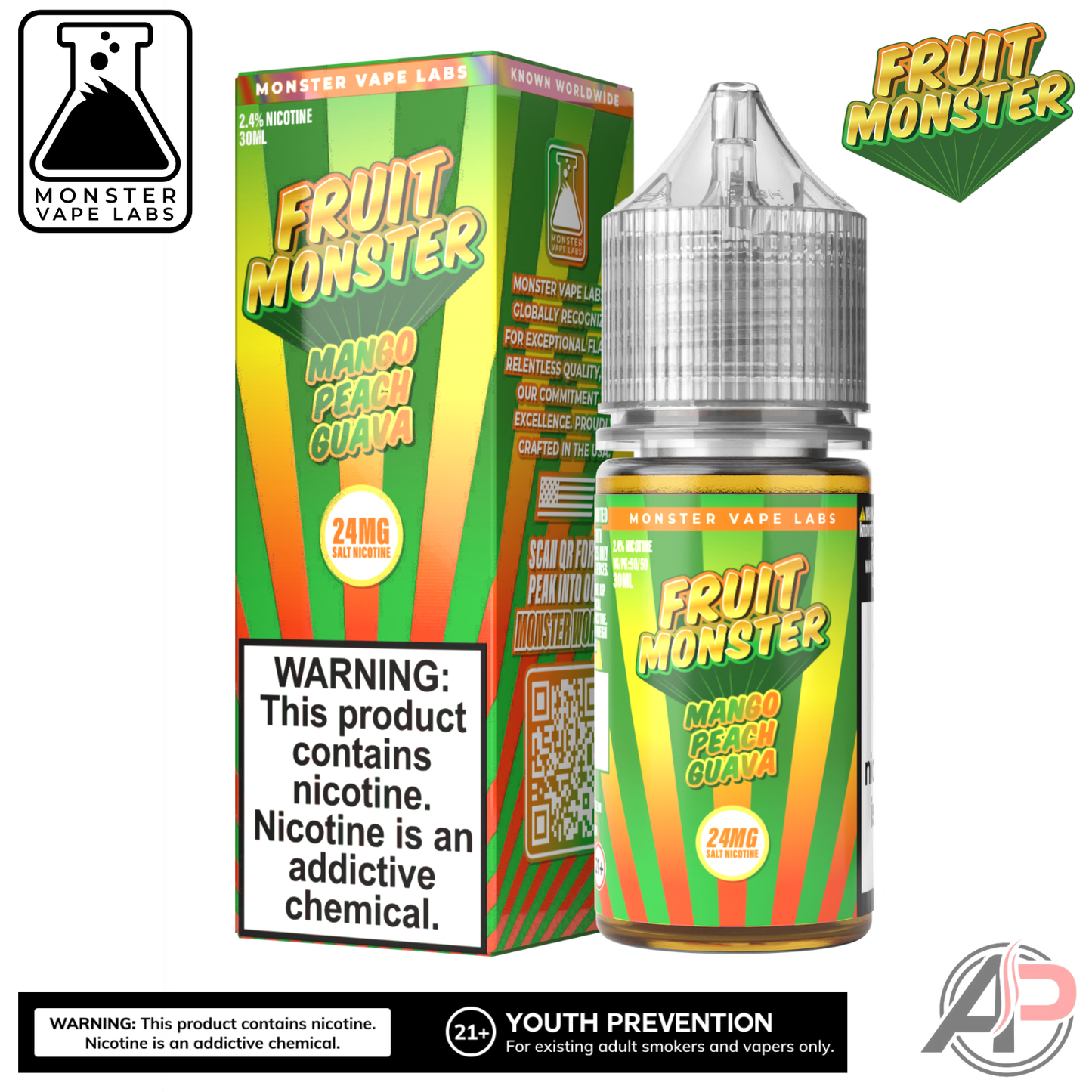 Mango Peach Guava Salt Nicotine By Fruit Monster Vape Labs 30mL