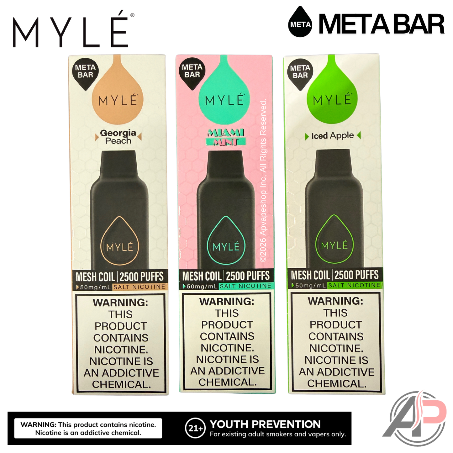 Myle Meta Bar Vape 2500 Puffs Vape Disposable Device