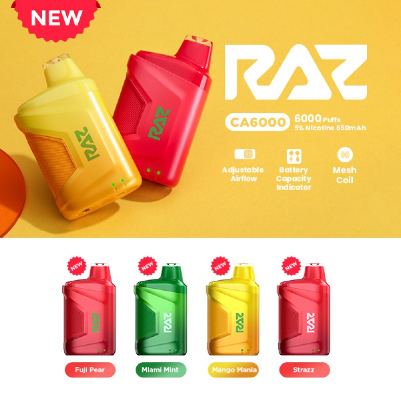 Raz CA6000 Vape 6K Puffs All Flavors Apvs Raz CA6000 Vape 6K Puffs All Flavors Apvs