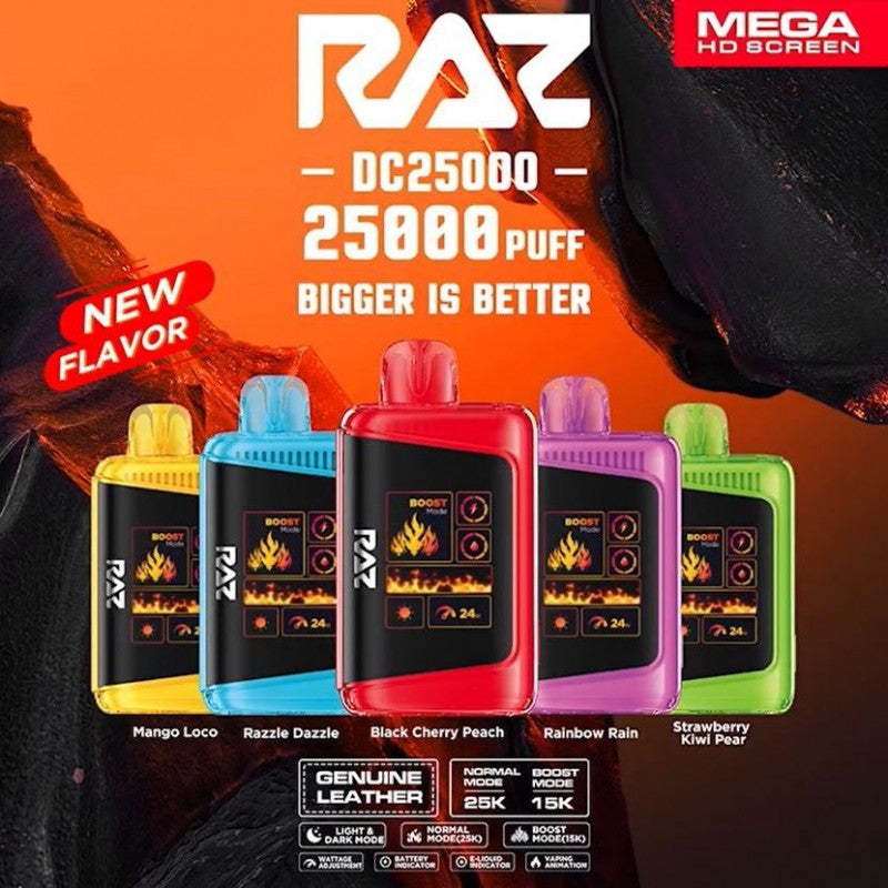 25,000 5 Pack RAZ LTX 25000 Puffs 16ml Disposable Vape With Mega HD Screen Display Of Raz Dc25000 Price 25,000 5 Pack RAZ LTX 25000 Puffs 16ml Disposable Vape With Mega HD Screen Display Of Raz Dc25000 Price