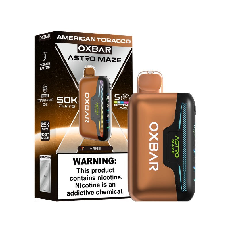 Oxbar Astro Maze 50K Disposable Vape Device American Tobacco