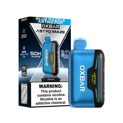 Oxbar Astro Maze 50K Disposable Vape Device Blue Razzle Astro Pop