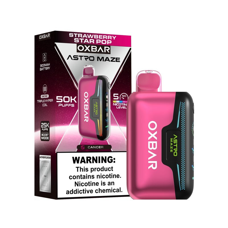 Oxbar Astro Maze 50K Disposable Vape Device Strawberry Star Pop