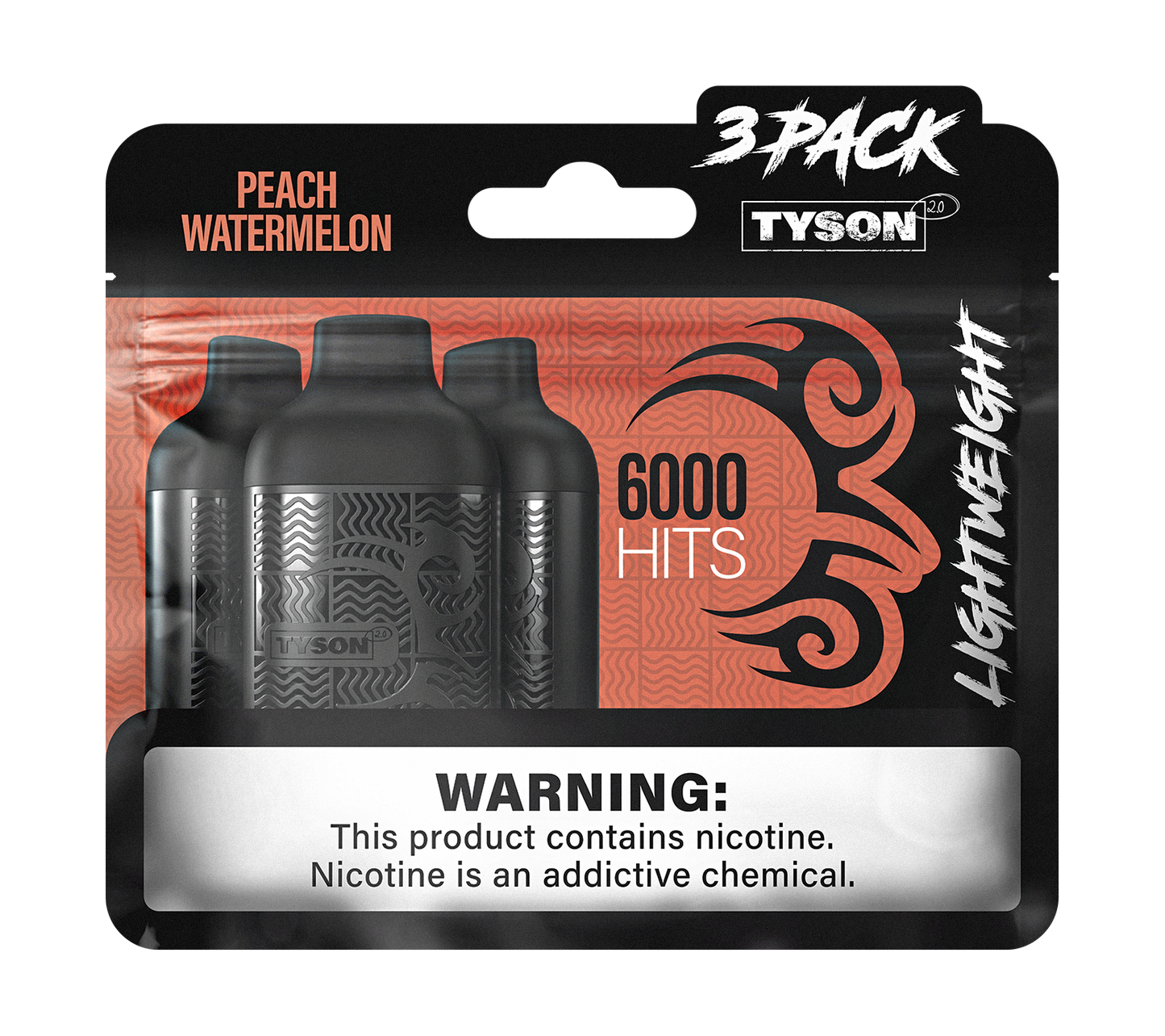 Tyson 2.0 Lightweight 6000 Puffs Disposable Vape Device 3 Pack