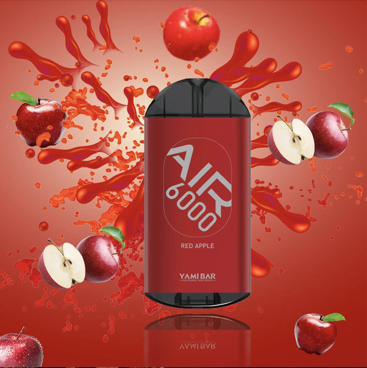 Yami Bar Air 6000 Puff Disposable Vape Device Red Apple