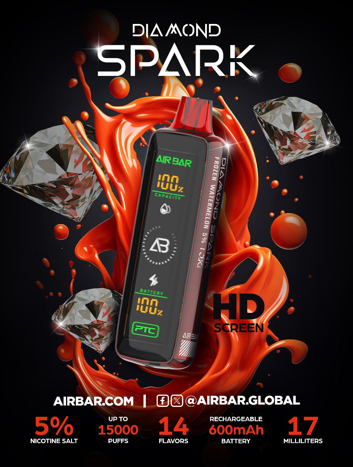 Air Bar Diamond Spark 15000 Puffs Disposable Vape Device