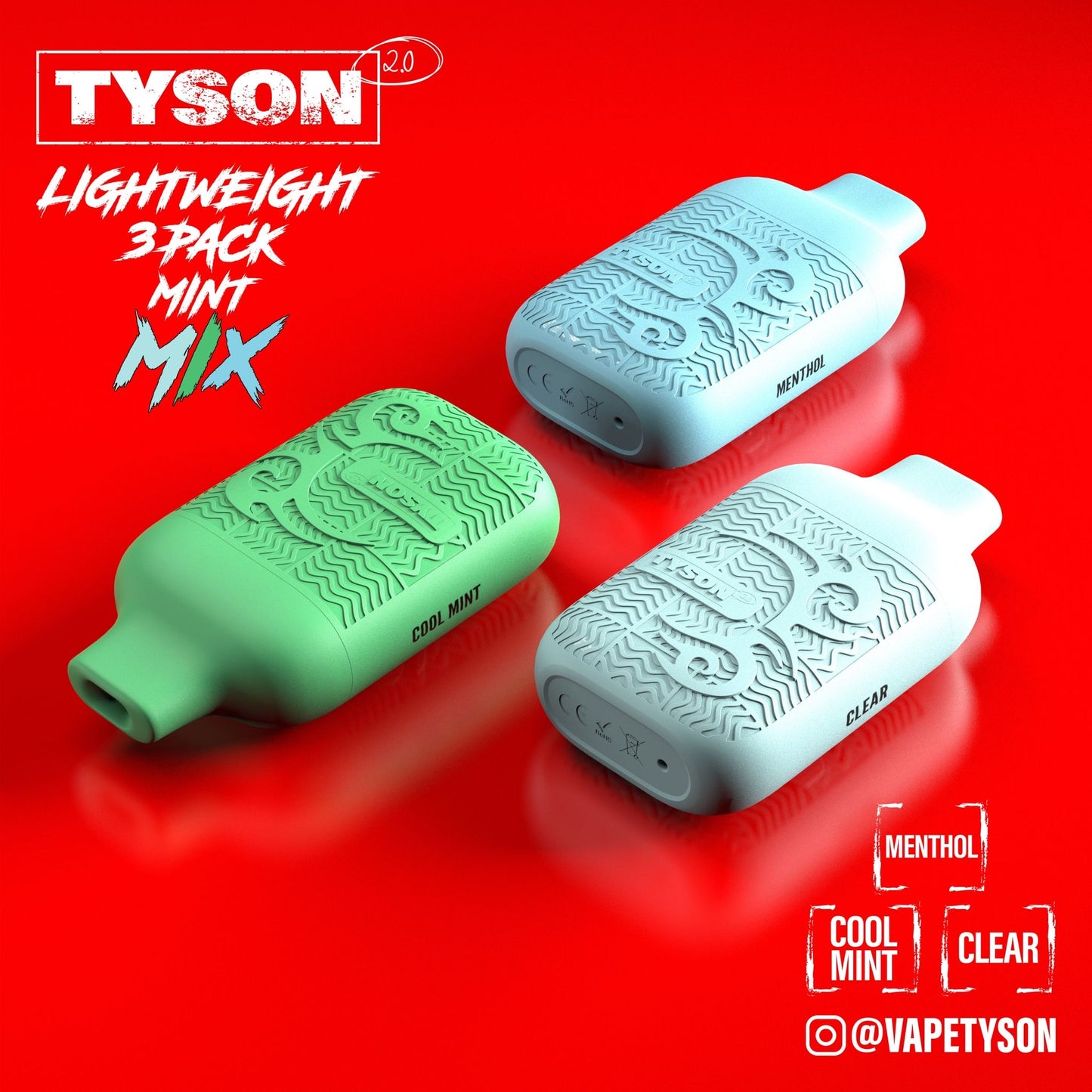 Tyson 2.0 Lightweight 6000 Puffs Disposable Vape Device 3 Pack