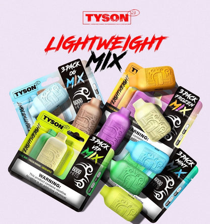 Tyson 2.0 Lightweight 6000 Puffs Disposable Vape Device 3 Pack