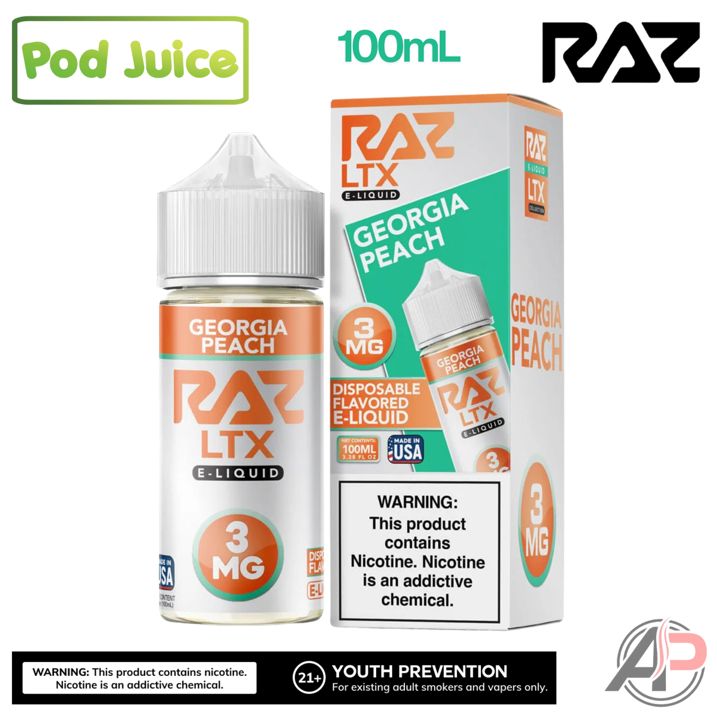 Pod Juice x Raz LTX Georgia Peach E-Liquid 100mL