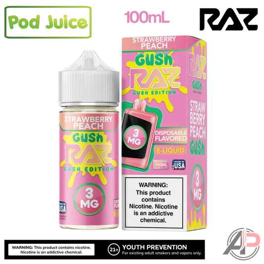 Pod Juice x Raz LTX Strawberry Peach Gush E-Liquid 100mL