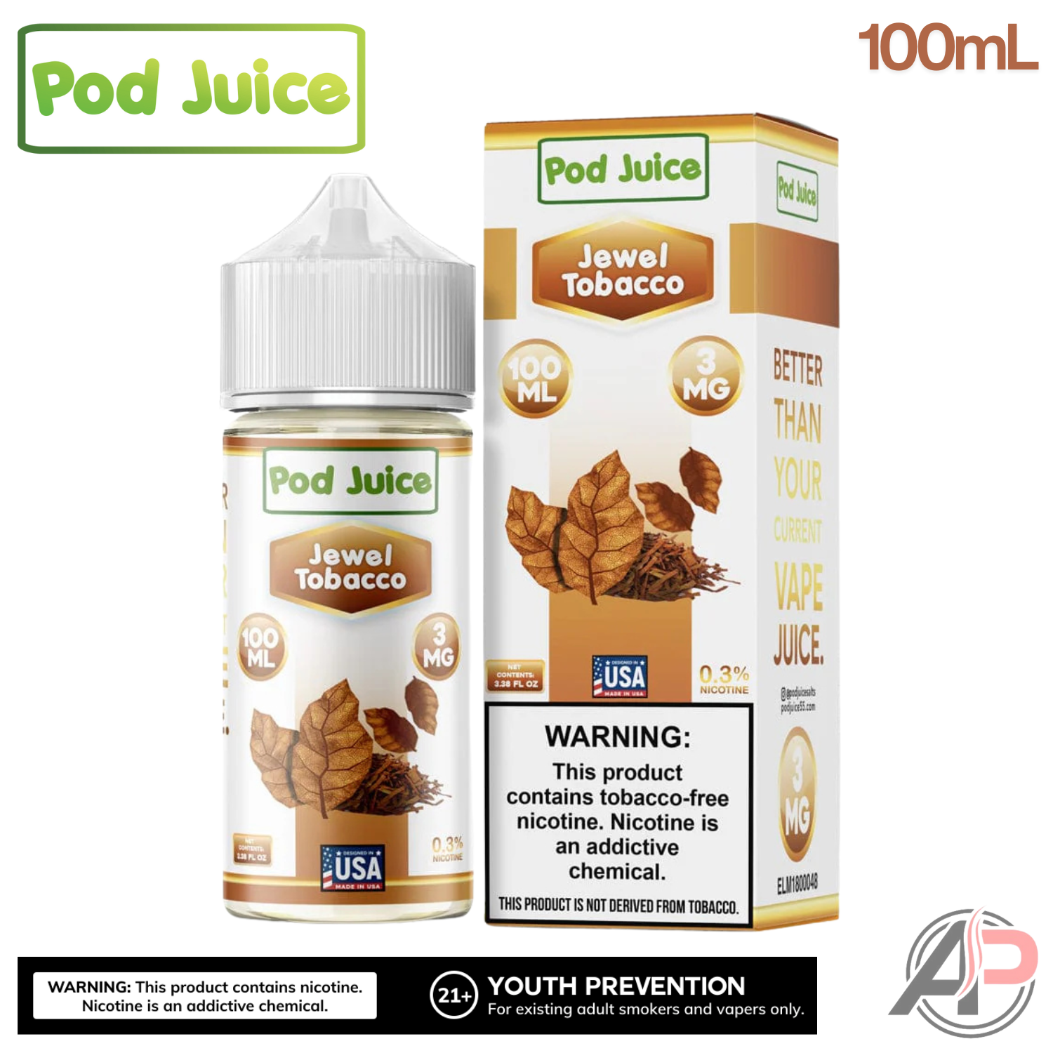 Pod Juice Jewel Tobacco E-Liquid 100mL