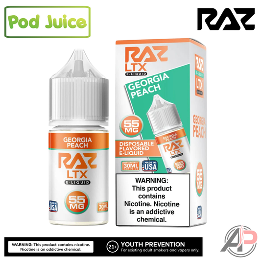 Pod Juice x Raz LTX Georgia Peach Salt Nicotine 30mL