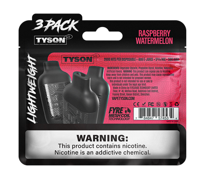 Tyson 2.0 Lightweight 6000 Puffs Disposable Vape Device 3 Pack