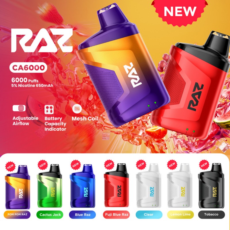 Raz CA6000 Vape 6K Puffs All Flavors Apvs Raz CA6000 Vape 6K Puffs All Flavors Apvs