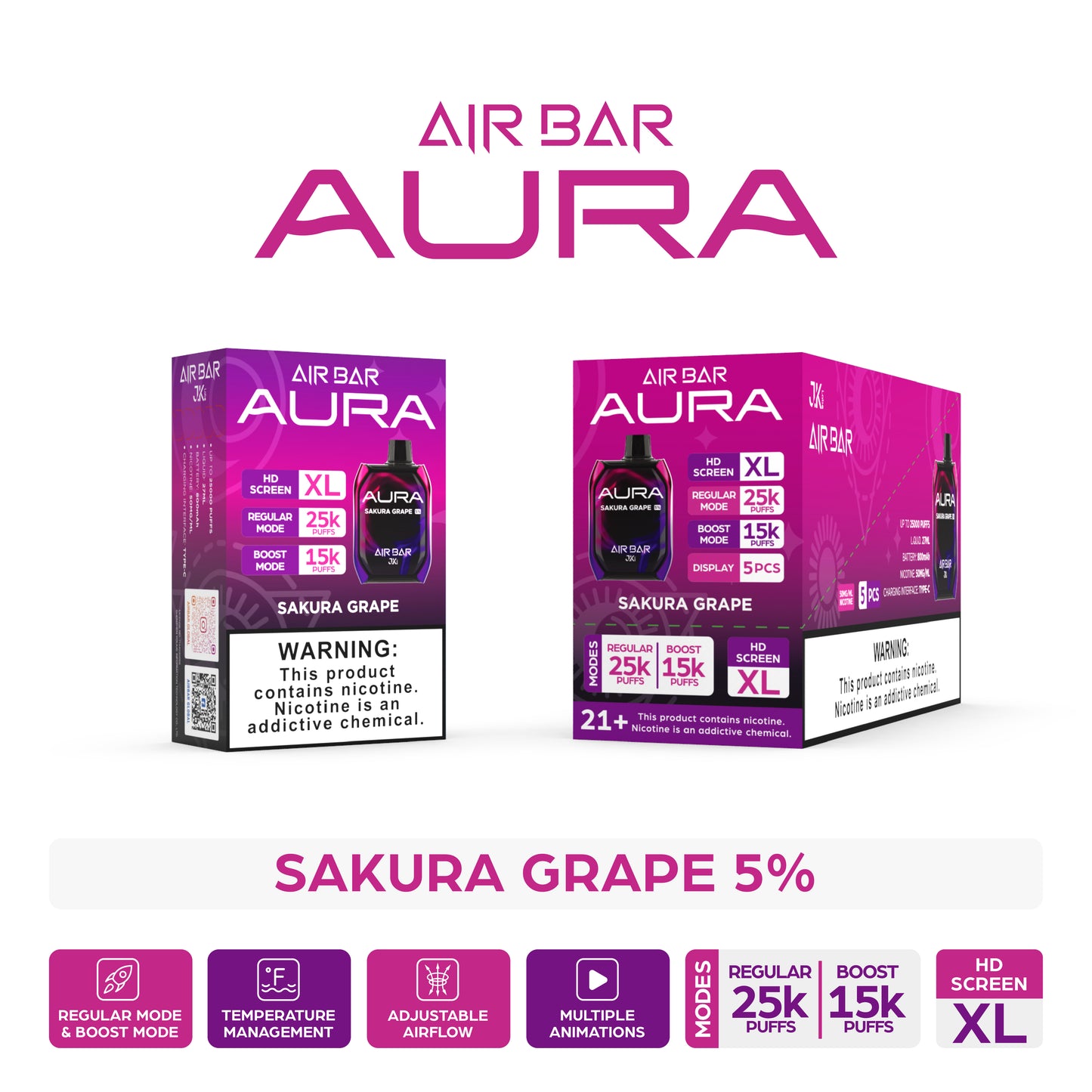 Air Bar Aura 25000 Puffs Disposable Vape Device