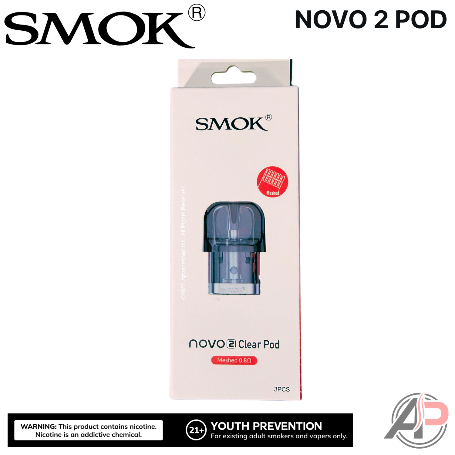 Smok Novo 2 Replacement Pods 3 Pack Smok Novo 2 Mesh 0.8ohm Clear Pods 2mL