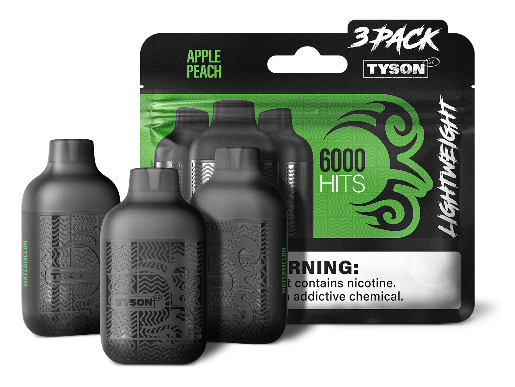 Tyson 2.0 Lightweight 6000 Puffs Disposable Vape Device 3 Pack