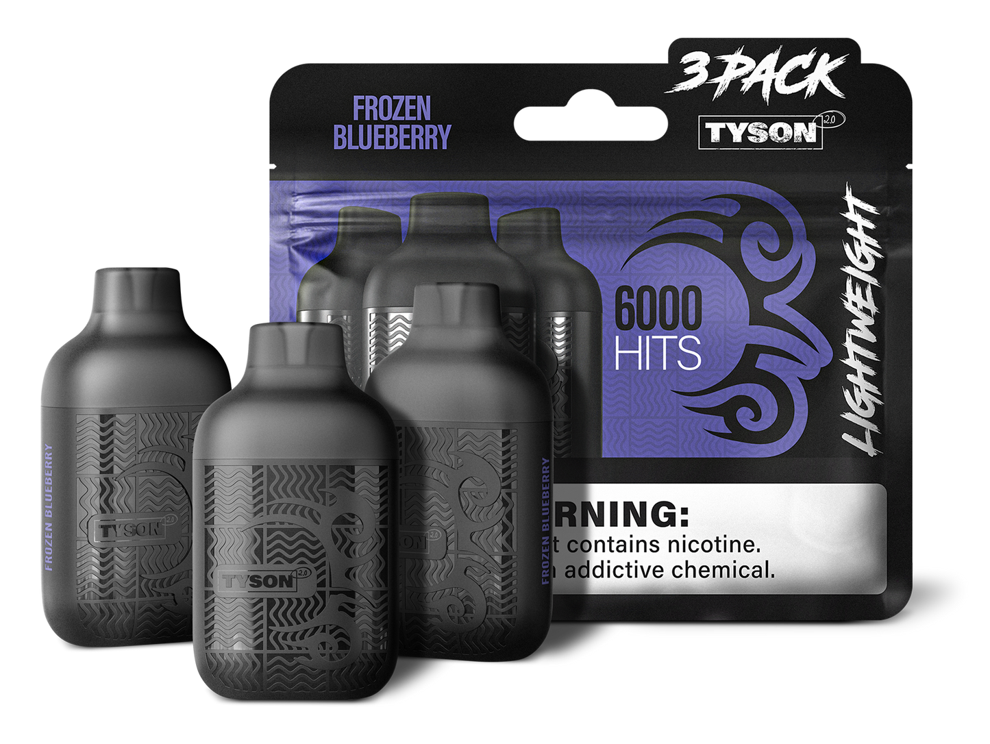 Tyson 2.0 Lightweight 6000 Puffs Disposable Vape Device 3 Pack