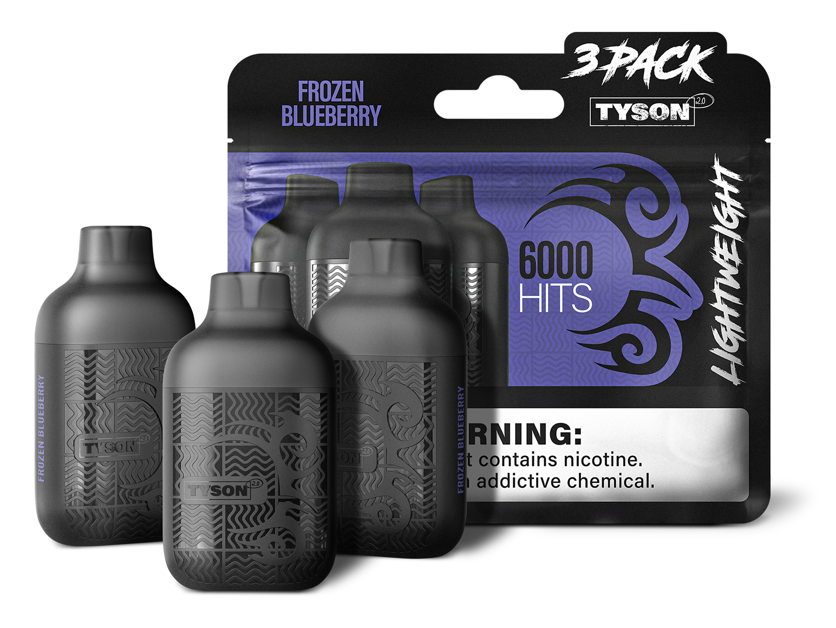 Tyson 2.0 Lightweight 6000 Puffs Disposable Vape Device 3 Pack