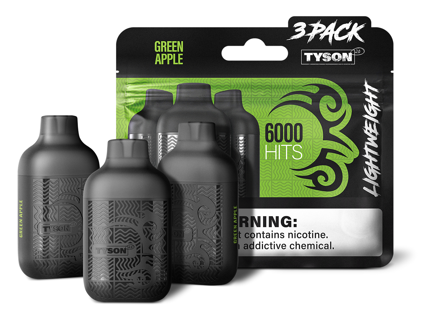 Tyson 2.0 Lightweight 6000 Puffs Disposable Vape Device 3 Pack