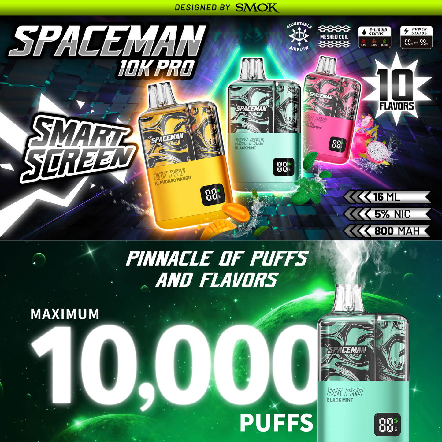 Smok Spaceman Vape 10K Pro Disposable Device